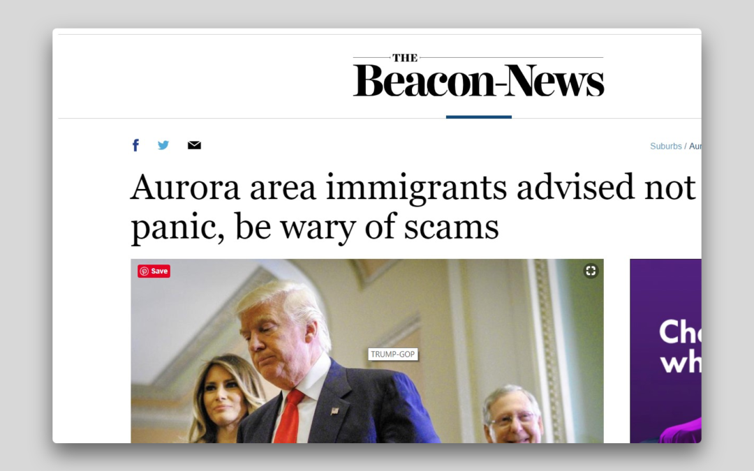 A los inmigrantes del área de Aurora se les recomienda no entrar en pánico y desconfiar de posibles estafas