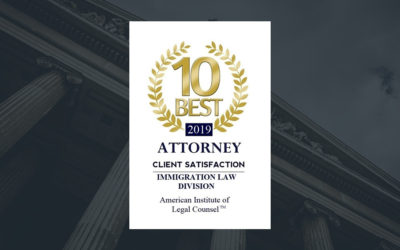 The American Institute of Legal Counsel: “10 Best Immigration Attorneys in Illinois” for Client Satisfaction (2016-2019)